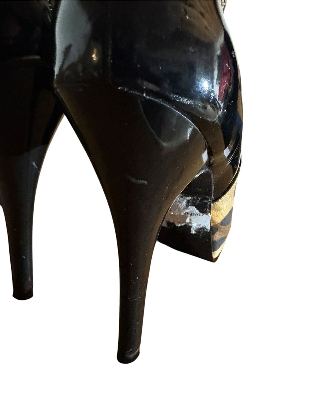 GUESS Vintage Leopard Patent Leather Platform Slingback Heels - Picture 9 of 16